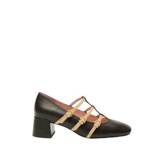 Coccinelle Pumps, female, Black, Size: 10 US Black Heeled Mary-Janes with Plectrum Buckles