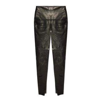 Rick Owens Maxi Skirts, female, Black, Size: S Sliced Leather Skirt