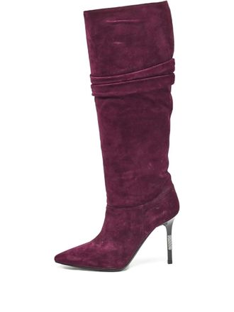 Burberry 90mm suede boots - women - Suede/Leather/Leather - 36 - Red