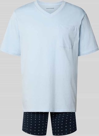 Schiesser Pyjama in minimalistischem Design in Hellblau, Gr&ouml;&szlig;e 52
