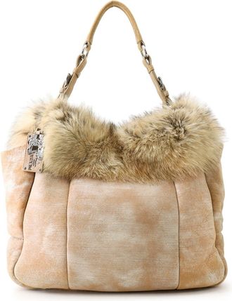 Prada Beige Fur Handbag Pouch Tote Bag (Pre-Owned)