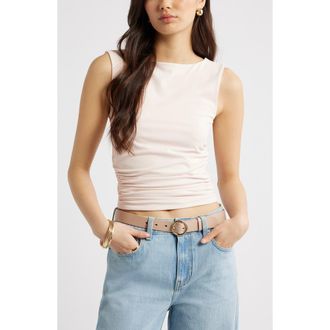 Open Edit Boat Neck Sleeveless Top in Pink Peony Bud at Nordstrom, Size Xx-Small