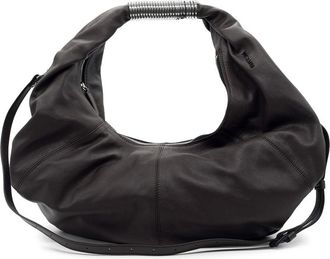 Vic Matié Tassen, Dames, Bruin, ONE Size, Leer, Hope Donkerbruine hobo-tas