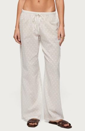 Edikted Embroidered Cotton Drawstring Pants in White at Nordstrom, Size X-Large
