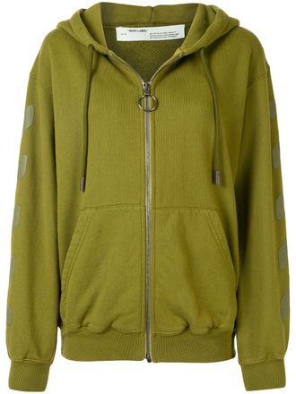 Off-white Hoodie met trekkoord - Groen
