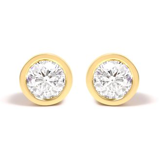 House of Brilliance 14K Gold Lab Grown Diamond Screw-Back Classic Bezel Solitaire Stud Earrings