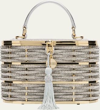 Judith Leiber Willow Woven Crystal Basket Top-Handle Bag