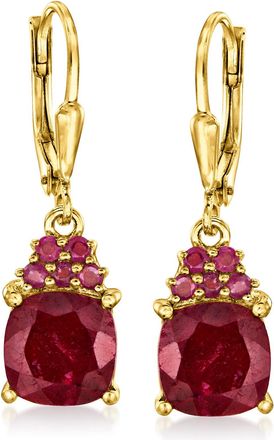 Ross-Simons Ruby Drop Earrings in 18kt Gold Over Sterling