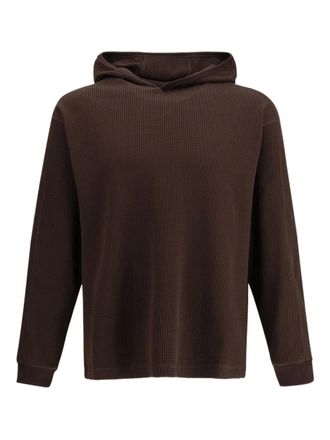Herno Wafelgebreide hoodie - Bruin