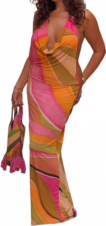 Never Fully Dressed Abstract Sabine Dress In Green Multi