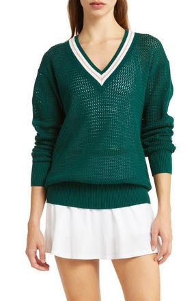 Varley Open Stitch Cotton Tennis Sweater in Forest at Nordstrom, Size X-Small