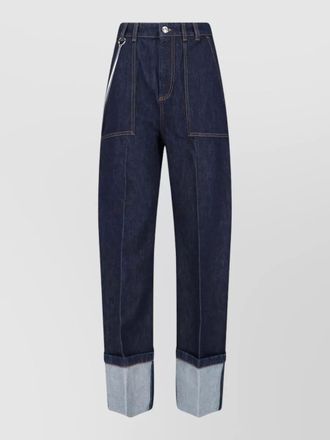 Sportmax chain detail trousers belt loops cuffed hem