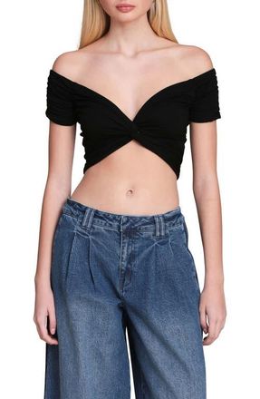 Avec Les Filles Off the Shoulder Crop Top in Black at Nordstrom, Size X-Large