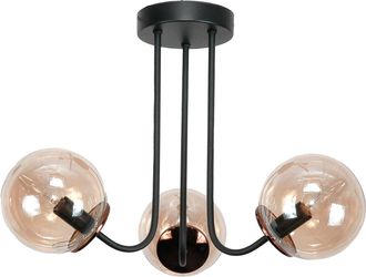 OEM L&aacute;mpara De Techo Colgante Negra Con Pantalla De Cristal &Aacute;mbar 15-202 Gosti