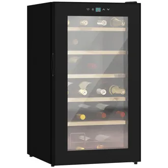 HOMCOM 24 Bottles Wine Fridge with Glass Door Digital Touch Screen Control LED Light - HOMCOM | TJ Hughes