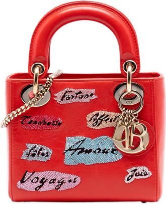 Dior Pre-owned Dior Mini Calfskin Beaded Lady Dior Ladies 4GUR3L24AWNWBO74