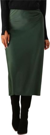 Y.A.S Groene Midi Rok voor Stijlvolle Vrouwen - Dames - Midirokken - Groen - XL - Polyester - Rokken