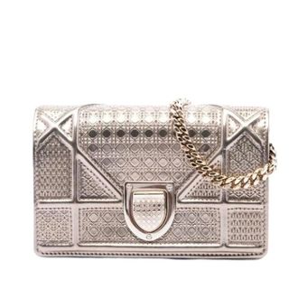 Dior Pre-owned Wallet on Chain - Dames - Pre-owned - Geel - Maat: ONE Size Zijde