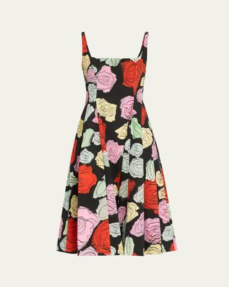 Marni Junoコットンポプリンドレス ブラック ポプリン製ドレス、Juno プリント | Marni