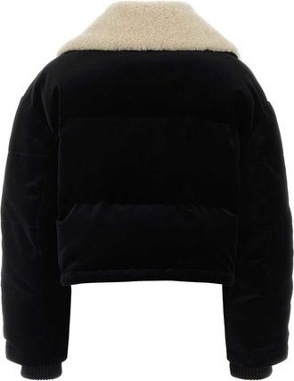Gucci Womens Velvet Padded Down Jacket Black Cotton Mix