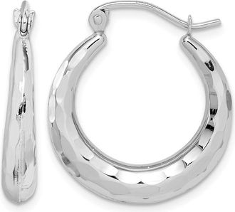Diamond2Deal 10k Gold Polished & Diamond Cut Fancy Hoop Earrings