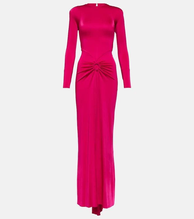 open lace back dress Pink Jersey Draped Maxi Dress – self-portrait-US main image 1