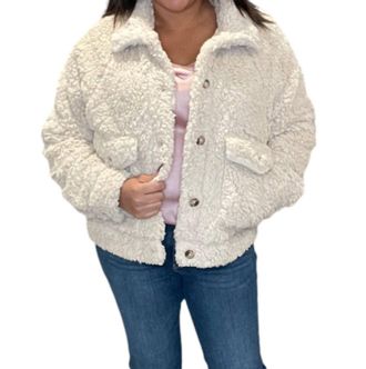 Saltwater Luxe Sherpa Button Up Jacket In Natural