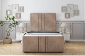 Sloomy Harrington Naples Frame-Mattress - 50 Upholstered Headboard in Light Brown | Size: Small Double
