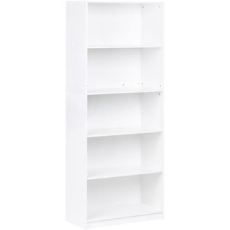 Beliani Estanter&iacute;a De 5 Niveles Librer&iacute;a Estilo Minimalista Aglomerado Blanco Zehna