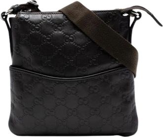 Gucci Pre-owned Cross Body Bags, female, Brown, Size: ONE SIZE Pre-owned Embossed Leather Crossbody Bag