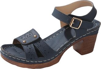 Generic Summer Shoes for Women UK Ladies Open Toe Orthopedic Wedge Sandals Wide Fit Comfort Cushioned Chunky Block Heels Slingback Sandals Footwear Fashion We