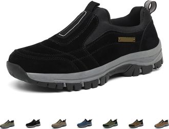 Generic Mens Orthopedic Shoes, Waterproof Slip on Hiking Shoes Comfy Lightweight Sneakers Outdoor Arch Support Walking Footwear (Black,11.5)