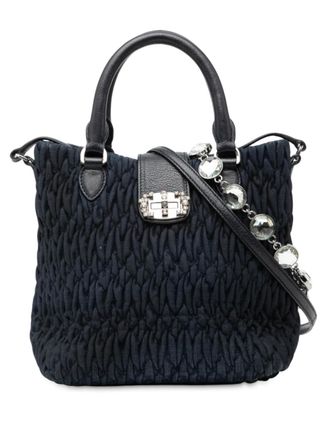 Miu Miu 2010-2025 Matelasse Denim Crystal satchel - Blu
