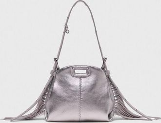 Maje Metallic Leather Miss M Micro Bag - Silver - Maje
