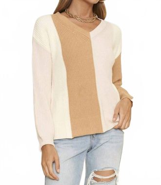 Dee Elly Colorblock Knit Sweater In Tan