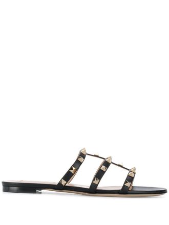 Valentino Garavani Rockstud Leather Flat Sandals