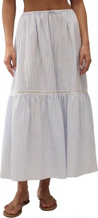 Faithfull The Brand Venta Midi Skirt In Carmen Stripe - Light Blue White