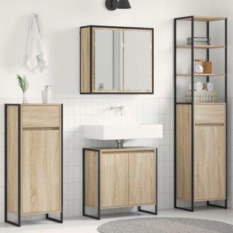 vidaXL Juego De Muebles De Ba&ntilde;o Roble Sonoma Madera De Ingenier&iacute;a Vidaxl