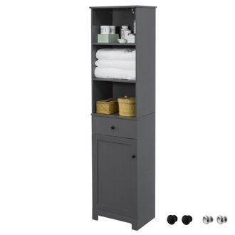 SoBuy Sobuy - Mueble Columna De Ba&ntilde;o, Armario Alto Ba&ntilde;o,161 X 40 X 35 Cm Gris Bzr17-dg Es