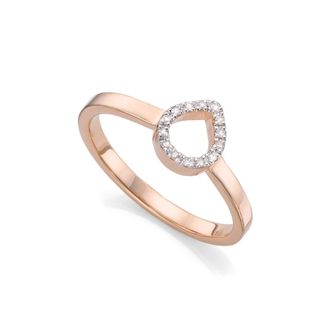 Monica Vinader Naida Diamond Mini Lotus Open Ring, Rose Gold Vermeil on Silver