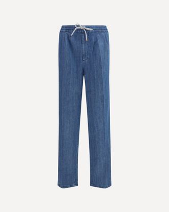 Brunello Cucinelli Lightweight denim Pants with drawstring and double pleats Male 56