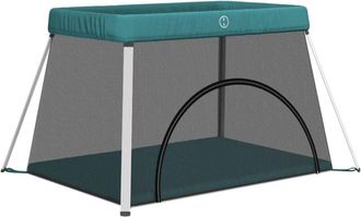 vidaXL Box per Bambini con Materasso Verde Tessuto di Lino - Vidaxl