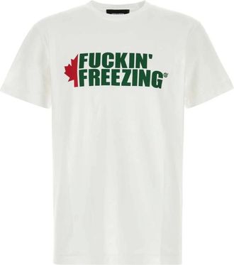 Dsquared2 Tops, Heren, Wit, S, Katoen, Wit Katoenen T-Shirt