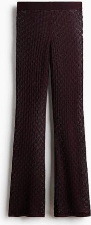 H&M Shimmering Pointelle-knit Trousers in Plum Red at Nordstrom, Size Xx-Large