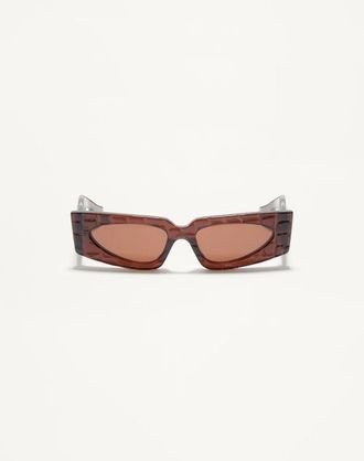 Valentino Occhiale Rettangolare In Acetato Donna MARRONE 53