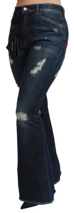 Dolce & Gabbana Womens Blue Denim Cotton Stretch Flared Jeans Clothing