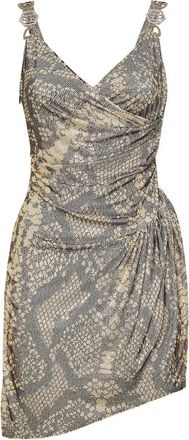 Philipp Plein Mini Jurk - Dames - Feestkleedjes - Beige - M - Polyester - Kleedjes