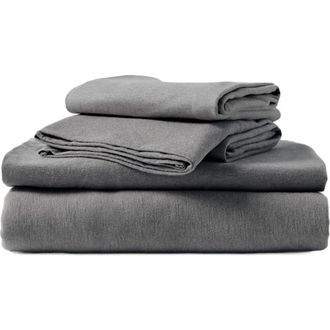 Pact Organic Cotton Organic Favorite Tee Jersey Sheet Set in Medium Grey Heather at Nordstrom, Size Twin X-Long