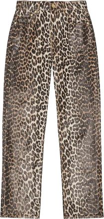 Ganni Jeans met luipaardprint van katoenmix - Dames - Straight fit broeken - Veelkleurig - W29 - Katoen - Broeken