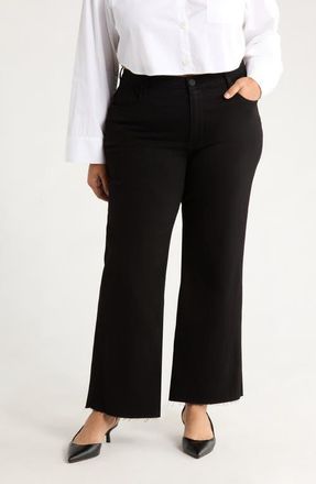 Kut from the Kloth Meg Fab Ab Raw Hem High Waist Ankle Wide Leg Jeans in Black at Nordstrom, Size 18W
